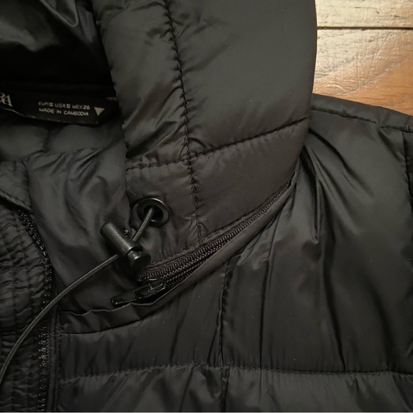Zara Black Long Lightweight Packable Hooded Nylon Quilted Puffer Jacket Small - Picture 13 of 13